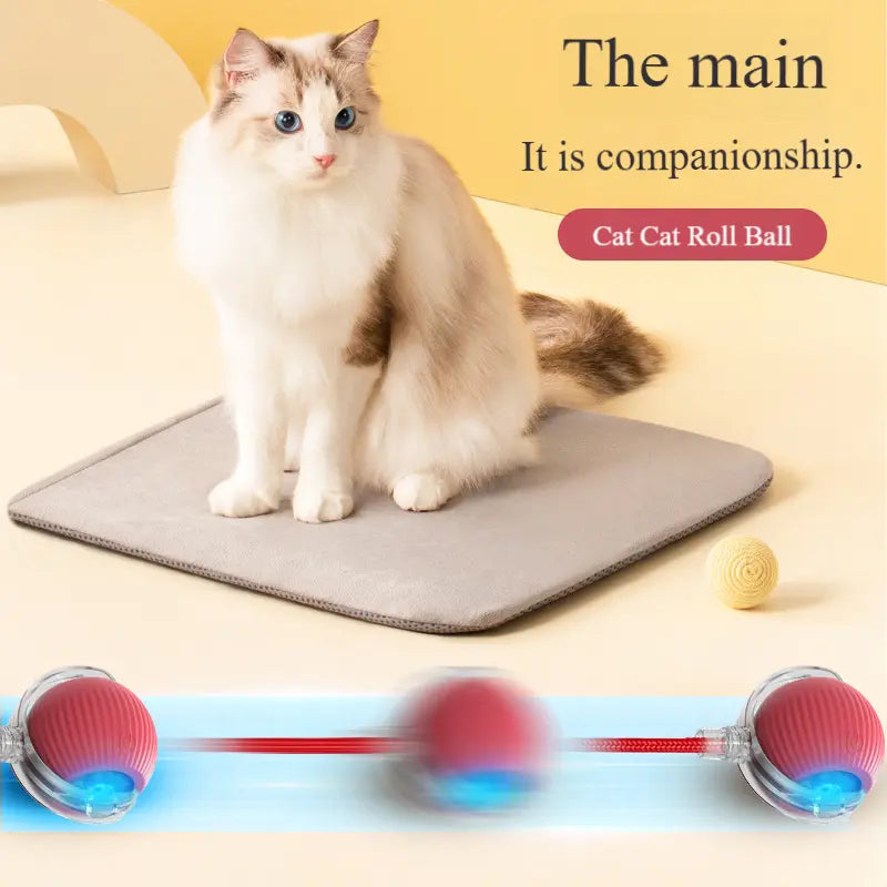 USB Rechargeable Interactive Pet Ball Toy Self Rolling Interactive Cat Toy Ball USB Rechargeable Ball with LED Lights & Smart Sensors for Cats & Dogs Durable Pet-Safe Desig Automatic
