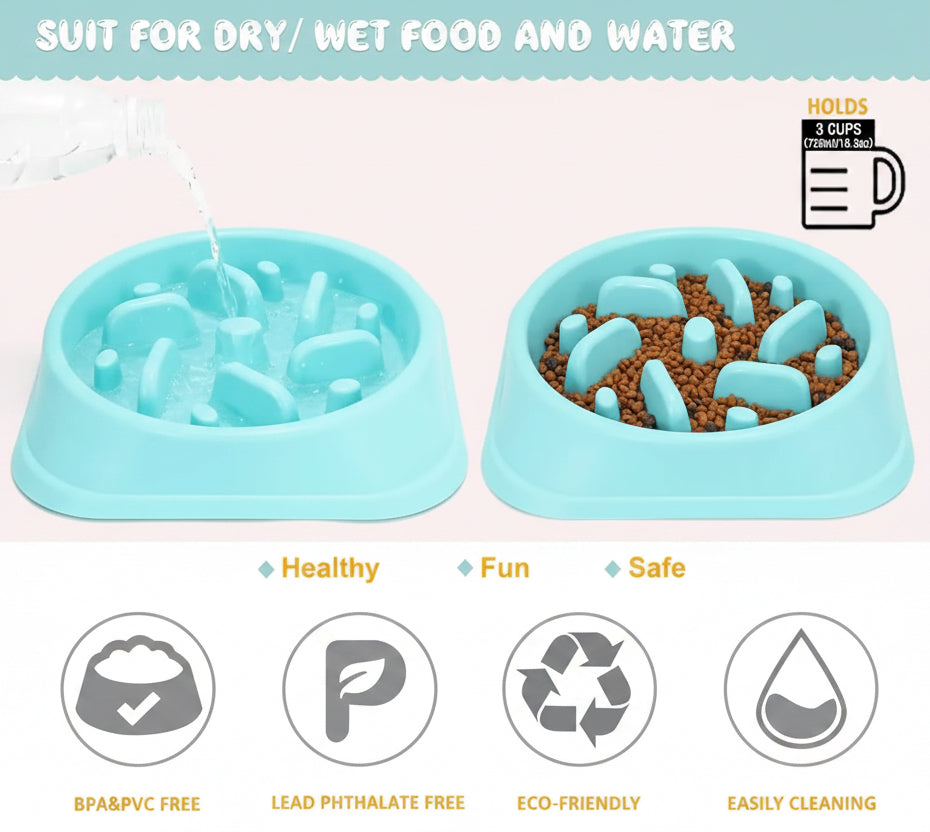 Slow Feeder Dog Bowl for Large Dogs, Food-Safe Material, Anti-Choke Puzzle Bowl