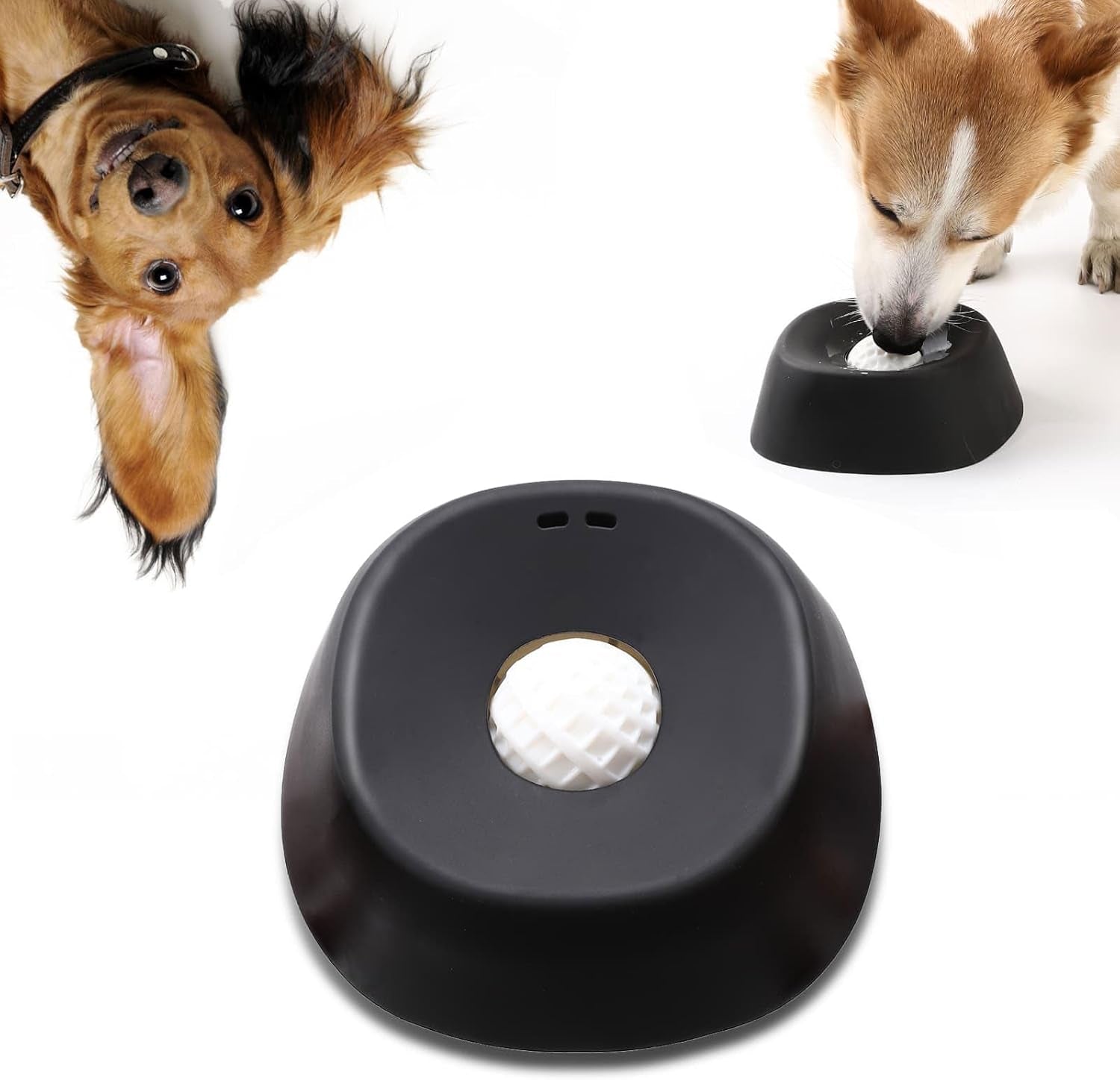 Lick and Roll Bowl for Dogs – No-Mess Slow Feeder for Bone Broth, Yogurt & Supplements | Lick and Roll Bowl with Anti-Spill Rolling Ball | for Senior Dogs, New Puppies & Post-Op Nutrition