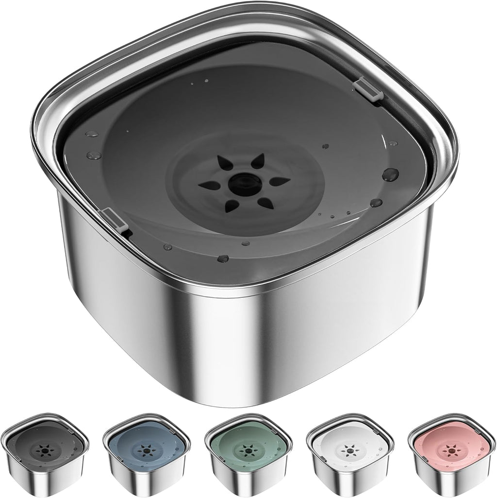 3L Stainless Steel Dog Water Bowl - 101Oz Spill-Proof Large Capacity Slow Feeder for Travel and Vehicle Use