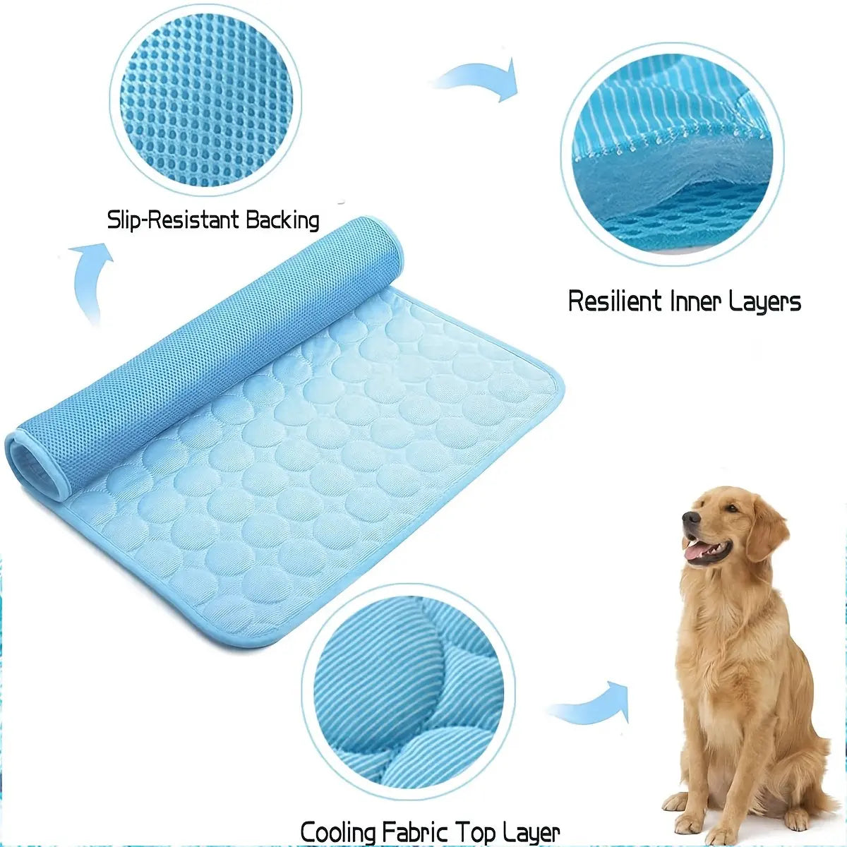 2026 New Cooling Dog Pad, Ice Silk Cooling Mat for Dogs, Non-Slip & Machine Washable Design, Summer Comfort Mat for Small to Large Pets, Universal Fit, Recycle #GLOBAL PICKS