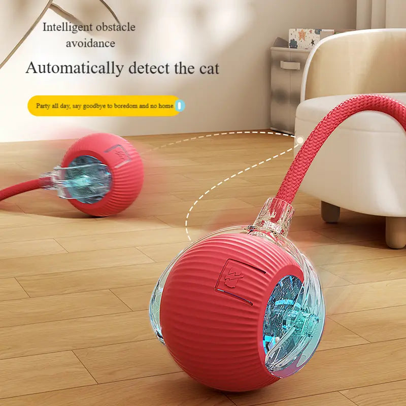 USB Rechargeable Interactive Pet Ball Toy Self Rolling Interactive Cat Toy Ball USB Rechargeable Ball with LED Lights & Smart Sensors for Cats & Dogs Durable Pet-Safe Desig Automatic