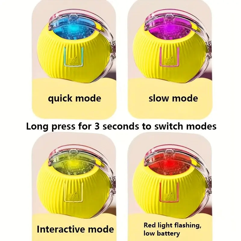 Interactive Cat Toy Ball, Smart Moving Electric Cat Toy Roller, Automatic Rolling Ball, USB Rechargeable, Tail String Included, Indoor Exercise for Cats