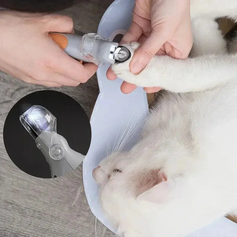 LED Pet Nail Clipper for Dogs & Cats, Safe Precise Nail Trimmer with Bright Light, Ergonomic Pet Grooming Scissors for Claw Cutting