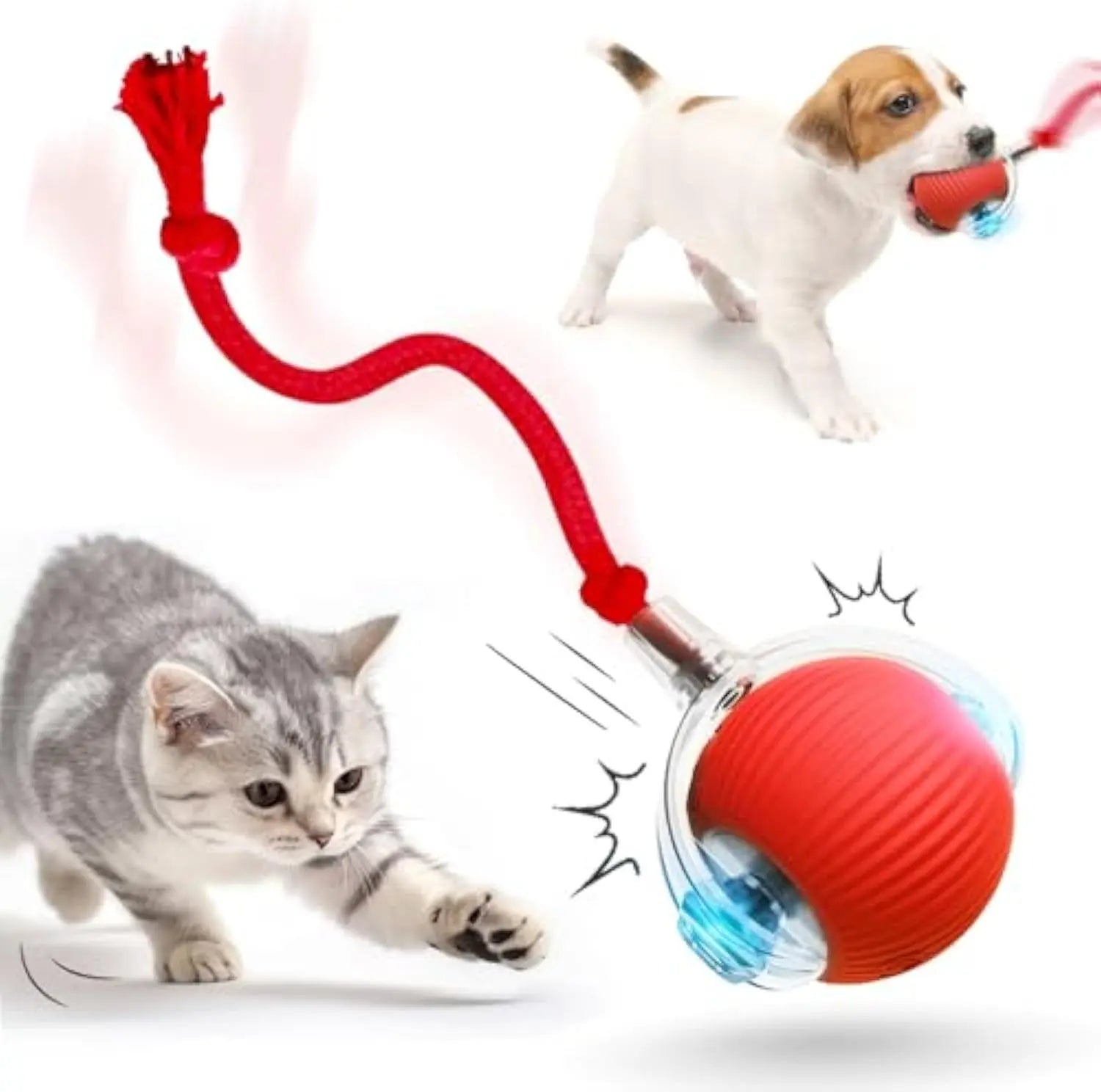 USB Rechargeable Interactive Pet Ball Toy Self Rolling Interactive Cat Toy Ball USB Rechargeable Ball with LED Lights & Smart Sensors for Cats & Dogs Durable Pet-Safe Desig Automatic