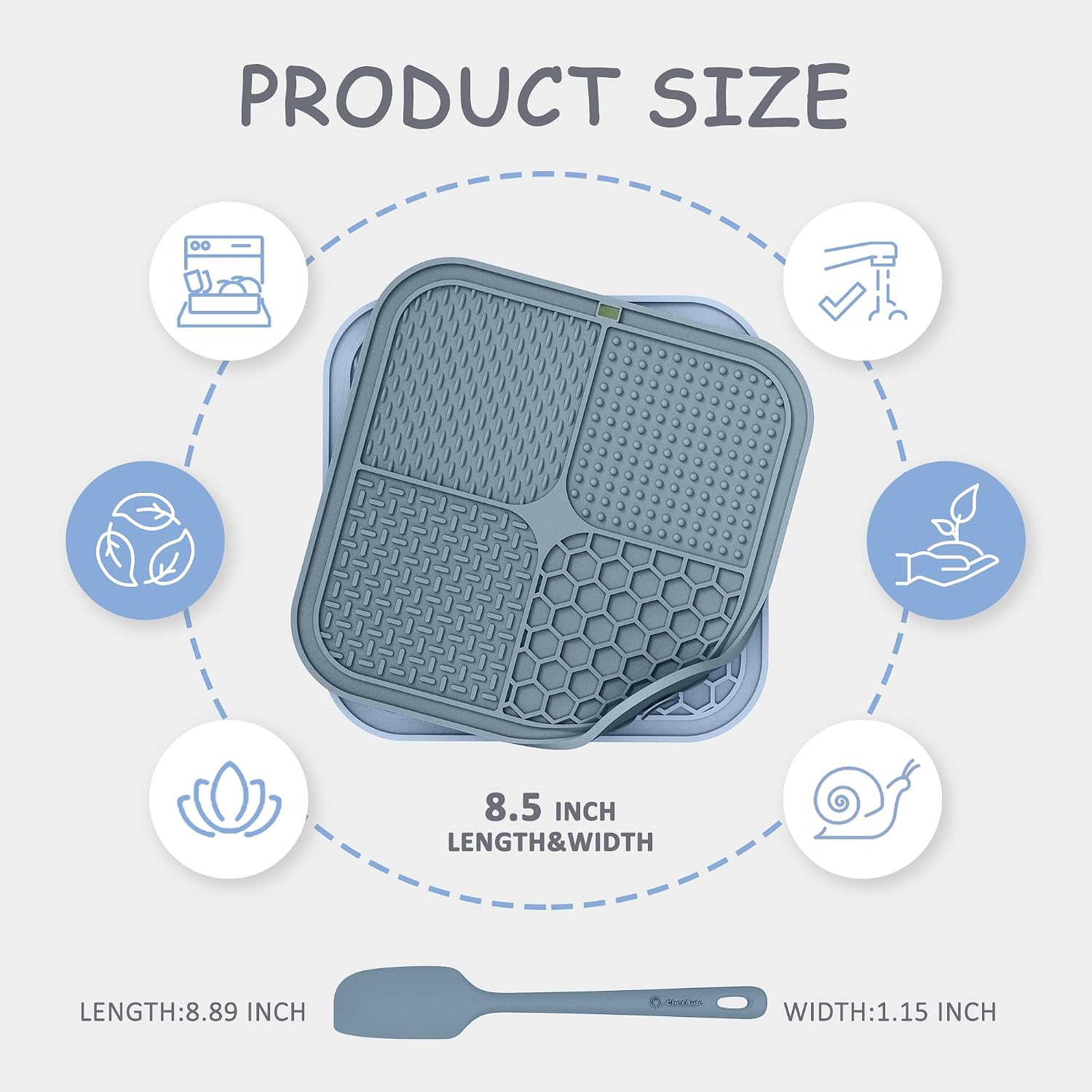 2 Pack Lick Mat for Dogs,Cats,Upgraded 8.5×8.5 Inches Licking Mats with Suction Cups,Slow Feeder Licking Pad for Anxiety Relief and Boredom Reducer,Suitable for Dog Training Set 9