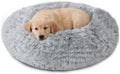 Calming Dog Bed Medium Size Dog, Anti-Anxiety Donut Medium Pet Bed, 27 Inches Fluffy Faux Fur round Cat Bed (Smoke Grey)