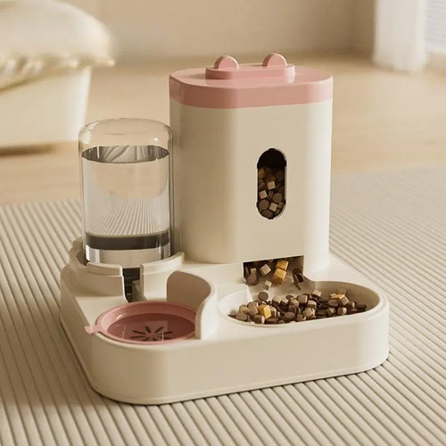 Automatic Pet Feeder and Water Dispenser Combo for Cats and Dogs, Large Capacity and Washable Design