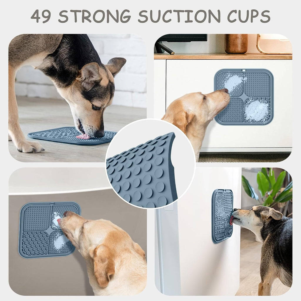 2 Pack Lick Mat for Dogs,Cats,Upgraded 8.5×8.5 Inches Licking Mats with Suction Cups,Slow Feeder Licking Pad for Anxiety Relief and Boredom Reducer,Suitable for Dog Training Set 9