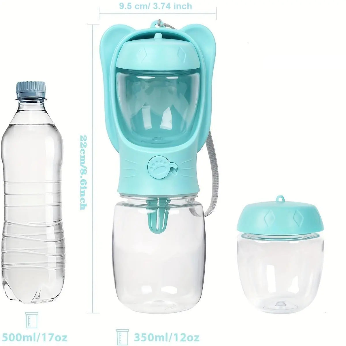 Portable Pet Water Bottle, 1 Count Pet Water Bottle with Food Container, Outdoor Multifunctional Water Bottle for Feeding Dogs & Cats