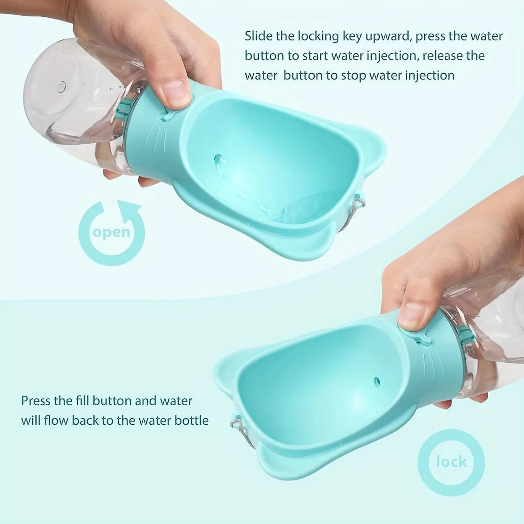 Portable Pet Water Bottle, 1 Count Pet Water Bottle with Food Container, Outdoor Multifunctional Water Bottle for Feeding Dogs & Cats