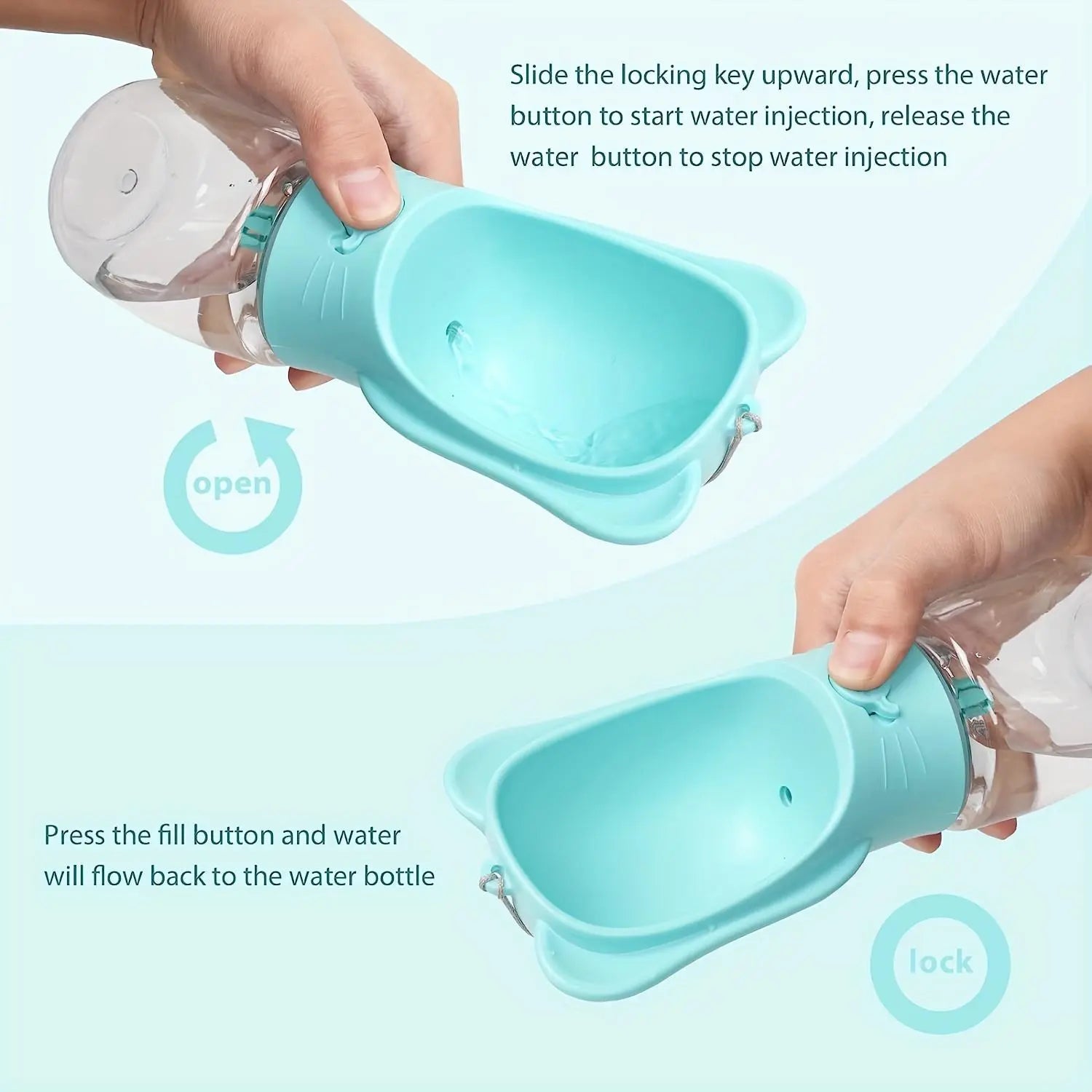 Portable Pet Water Bottle, 1 Count Pet Water Bottle with Food Container, Outdoor Multifunctional Water Bottle for Feeding Dogs & Cats