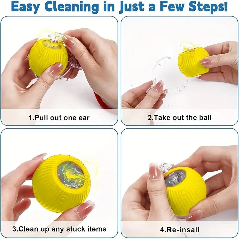 Interactive Cat Toy Ball, Smart Moving Electric Cat Toy Roller, Automatic Rolling Ball, USB Rechargeable, Tail String Included, Indoor Exercise for Cats