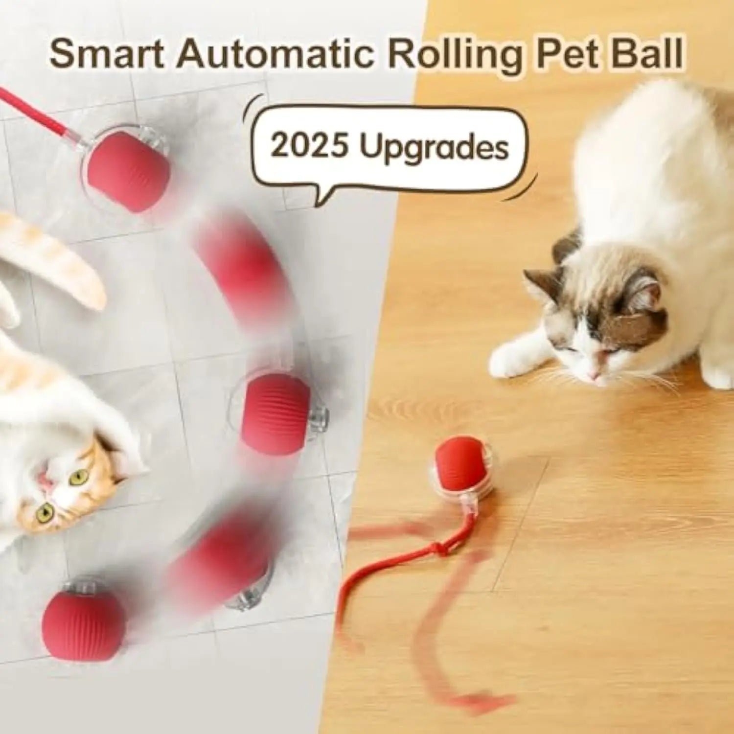 USB Rechargeable Interactive Pet Ball Toy Self Rolling Interactive Cat Toy Ball USB Rechargeable Ball with LED Lights & Smart Sensors for Cats & Dogs Durable Pet-Safe Desig Automatic