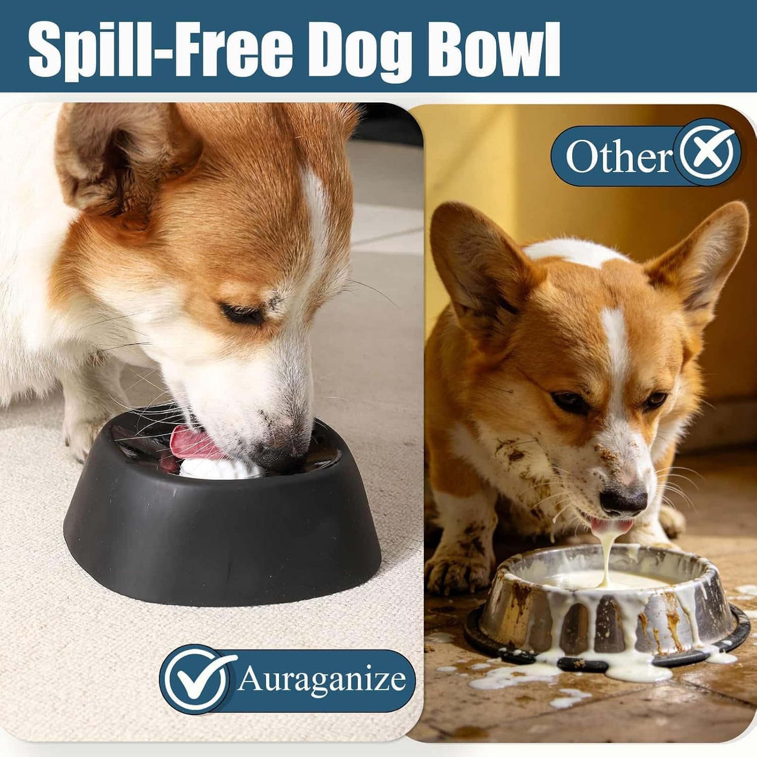 Lick and Roll Bowl for Dogs – No-Mess Slow Feeder for Bone Broth, Yogurt & Supplements | Lick and Roll Bowl with Anti-Spill Rolling Ball | for Senior Dogs, New Puppies & Post-Op Nutrition