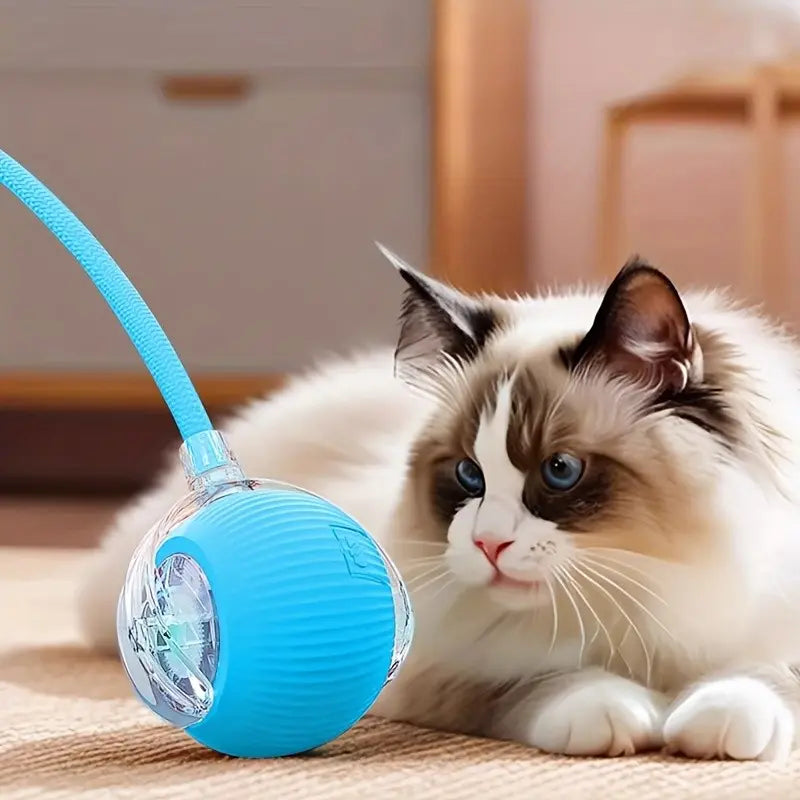 Interactive Cat Toy Ball, Smart Moving Electric Cat Toy Roller, Automatic Rolling Ball, USB Rechargeable, Tail String Included, Indoor Exercise for Cats