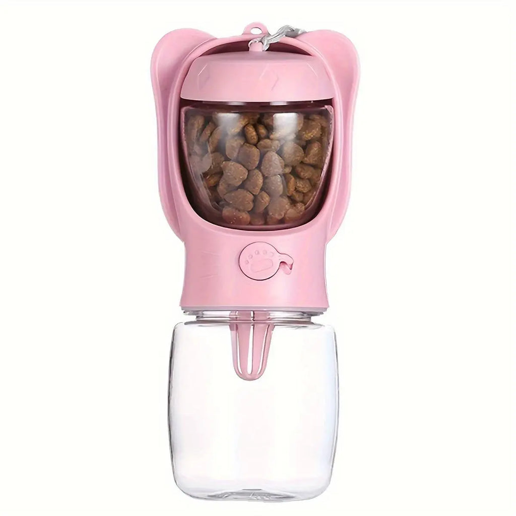 Portable Pet Water Bottle, 1 Count Pet Water Bottle with Food Container, Outdoor Multifunctional Water Bottle for Feeding Dogs & Cats