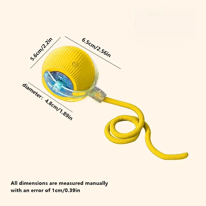 Interactive Cat Toy Ball, Smart Moving Electric Cat Toy Roller, Automatic Rolling Ball, USB Rechargeable, Tail String Included, Indoor Exercise for Cats