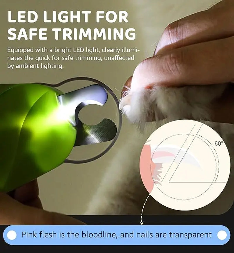 Nail Clipper Scissors Light Pet Nail Clipper with Light for Cats & Small Dogs Puppies Ultra Bright LED to Illuminate Nail Bloodline Extra-Sharp Durable Cat Claw Trimmer with Nail File Green 2-In-1 Pet Nail Clipper Stainless Steel Manual Pet Nail Clippers