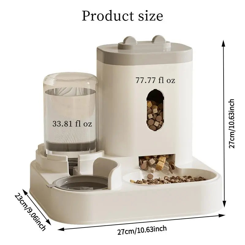 Automatic Pet Feeder and Water Dispenser Combo for Cats and Dogs, Large Capacity and Washable Design