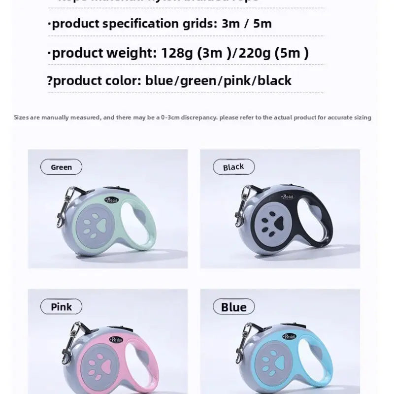 Pet Automatic Retractable Leash Dog Puller Outdoor Walking Rope Dog Chain Safety Leash Pet Supplies, Medium Size, No Ca Prop 65 Warning