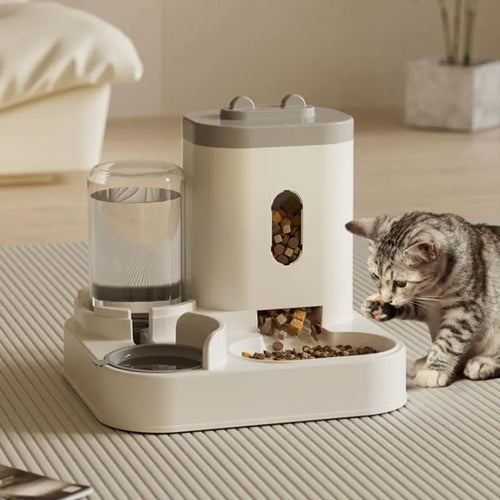 Automatic Pet Feeder and Water Dispenser Combo for Cats and Dogs, Large Capacity and Washable Design